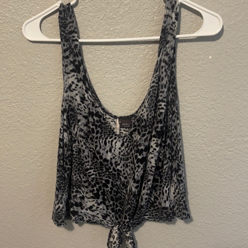 Think comfy material, sparkle and fade sized medium. Leopard print